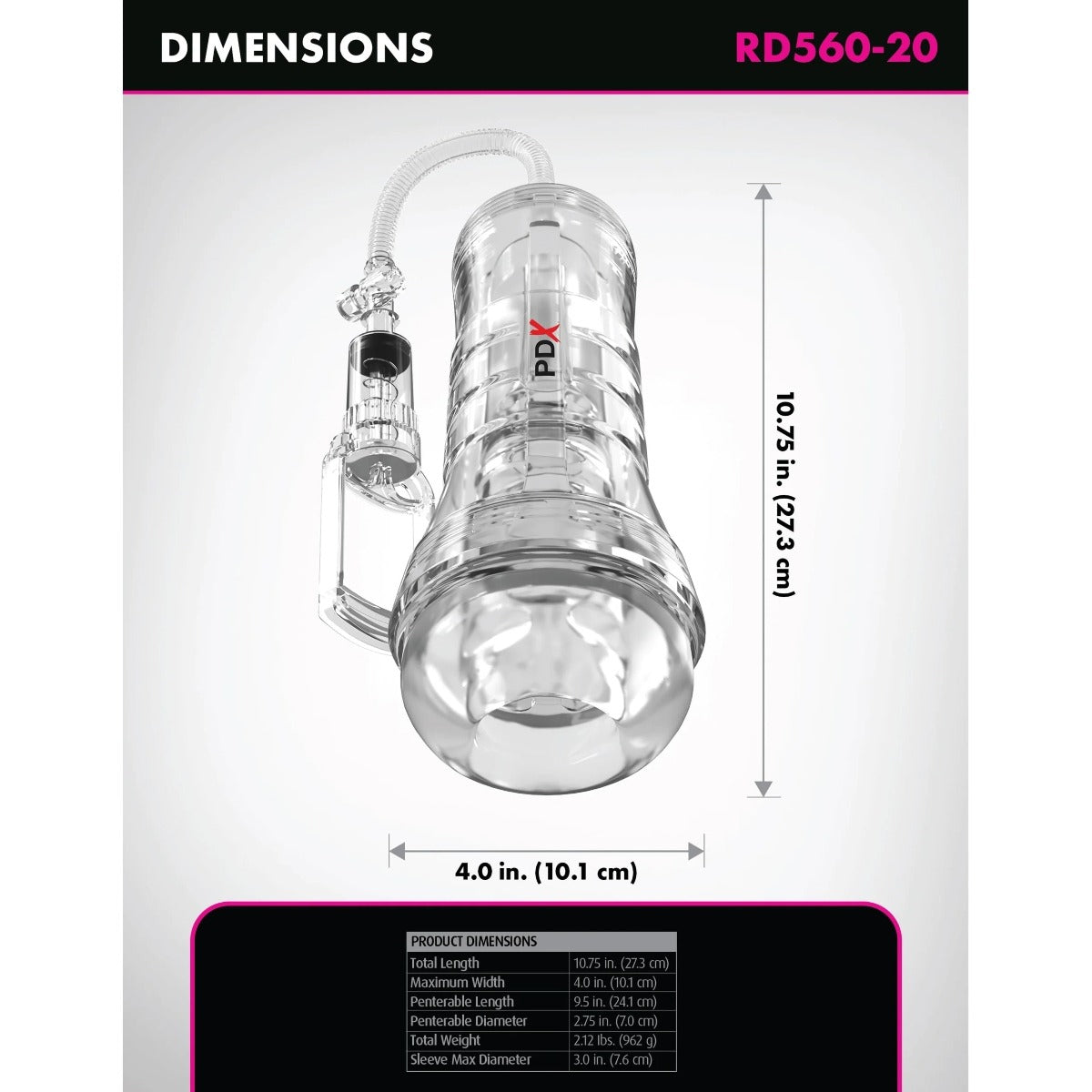 PDX Elite ViewTube Vac XXL See Thru Pump Stroker Clear