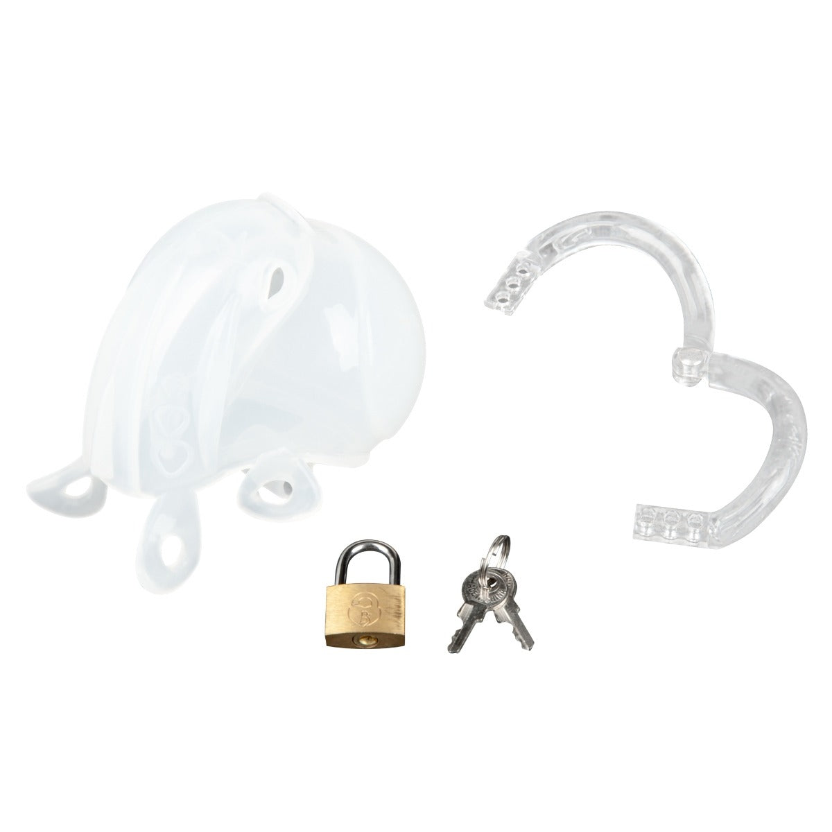 Blue Line Full Restraint Silicone Cock And Balls Chastity Device White