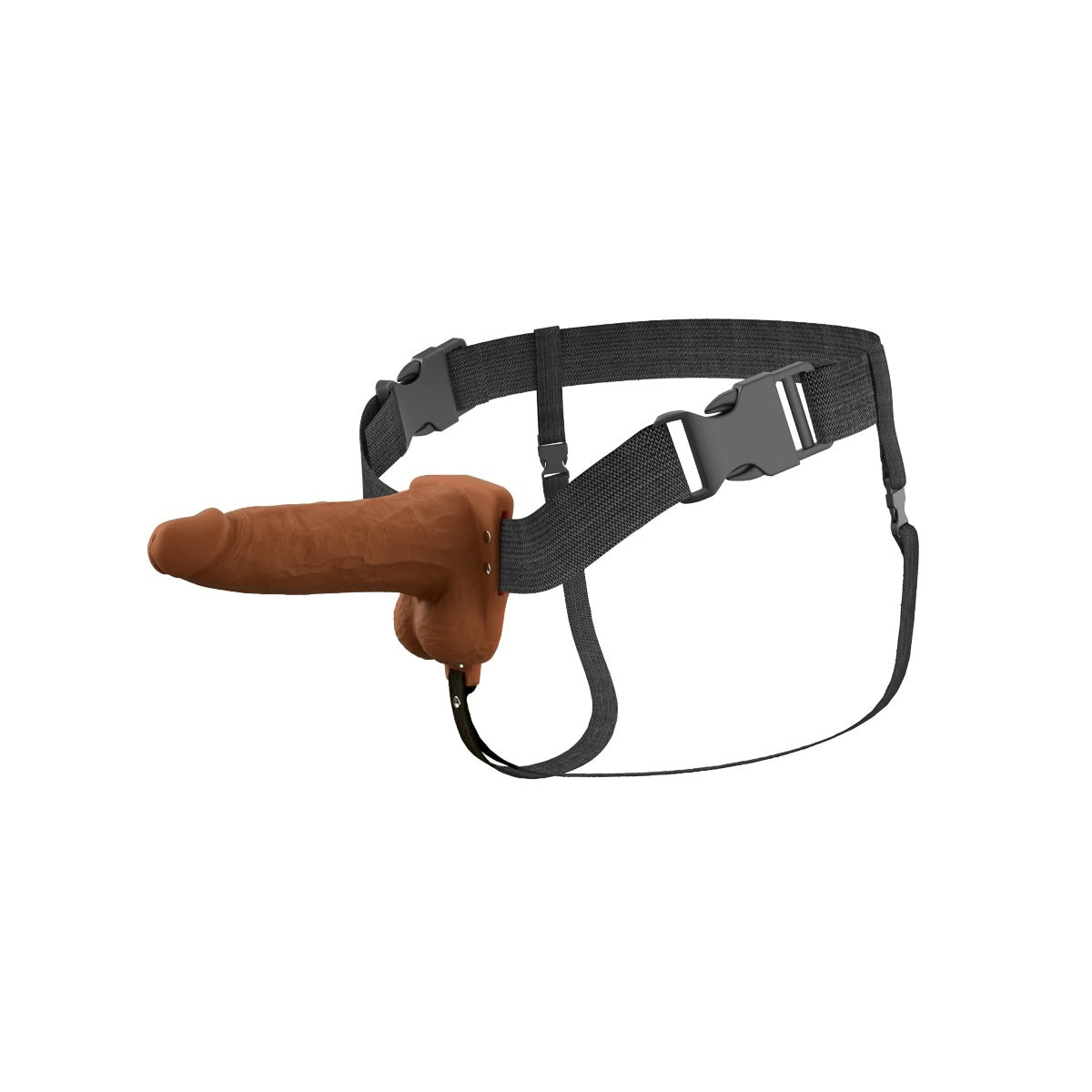 Fantasy X-Tensions Elite Vibrating Dual Density Silicone Hollow Strap On Brown 6 Inch