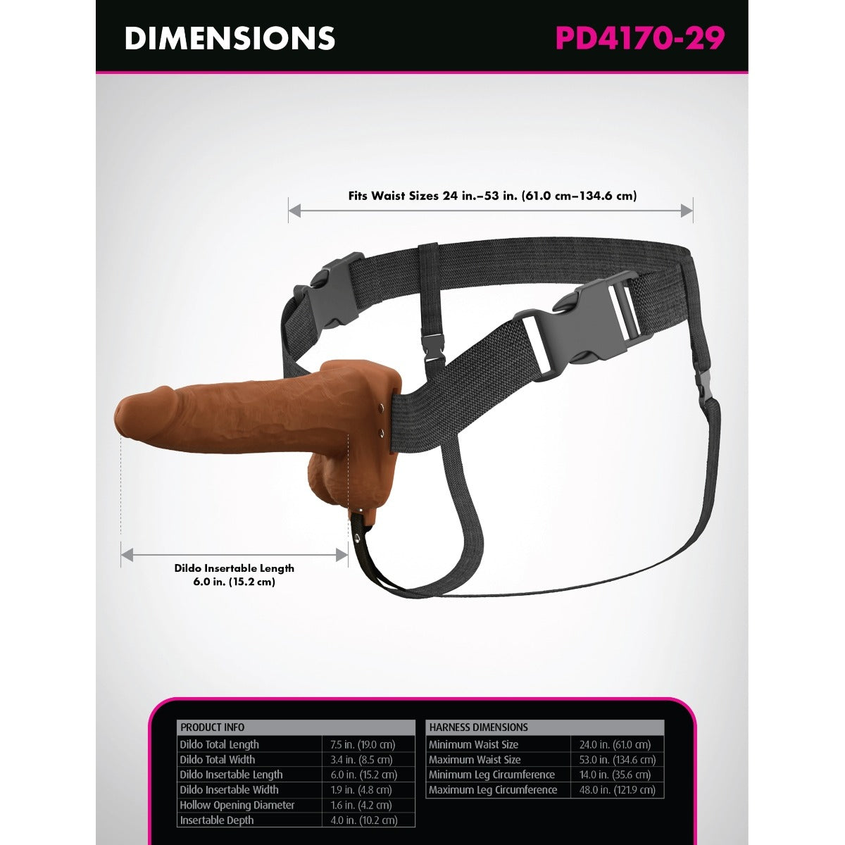 Fantasy X-Tensions Elite Vibrating Dual Density Silicone Hollow Strap On Brown 6 Inch