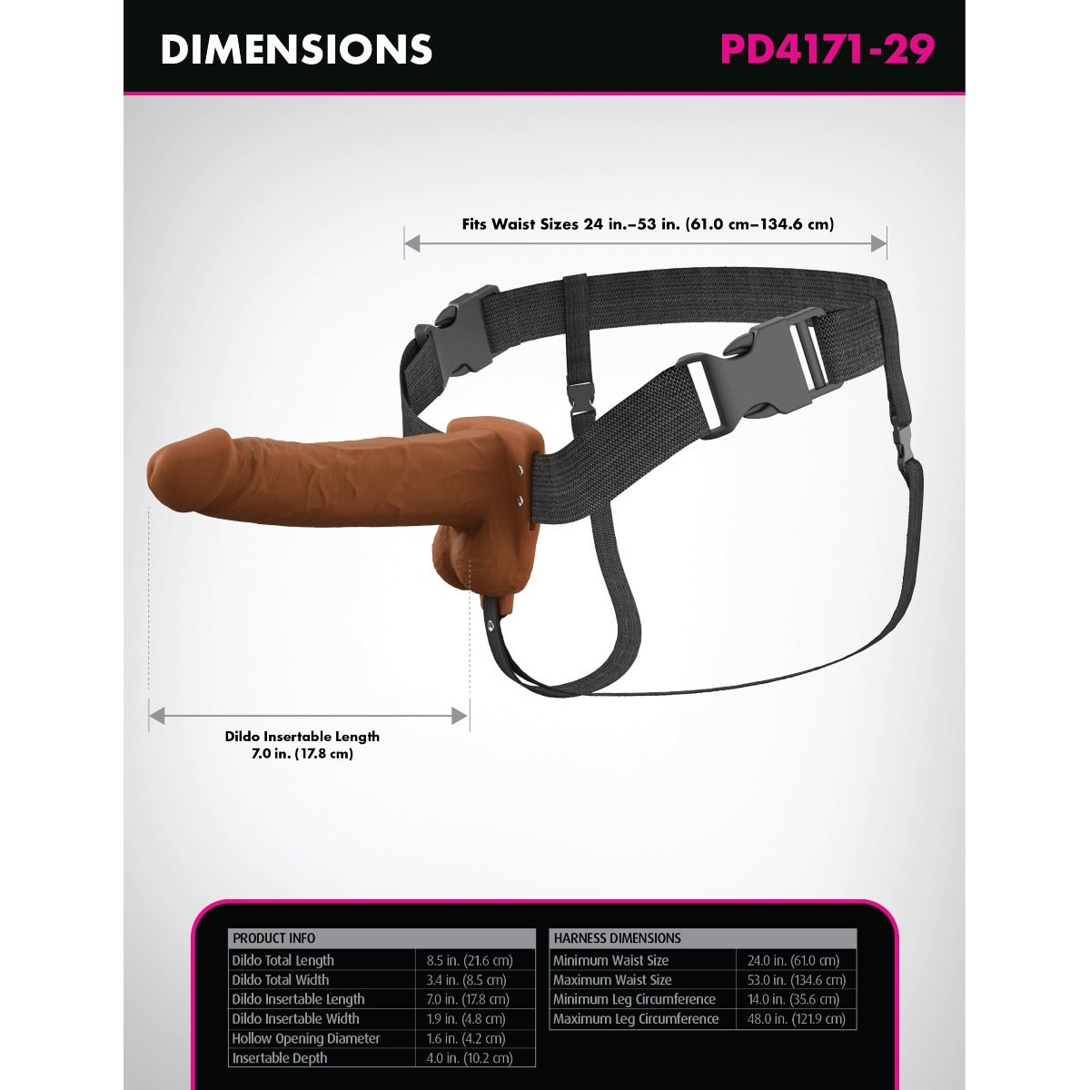 Fantasy X-Tensions Elite Vibrating Dual Density Silicone Hollow Strap On Brown 7 Inch