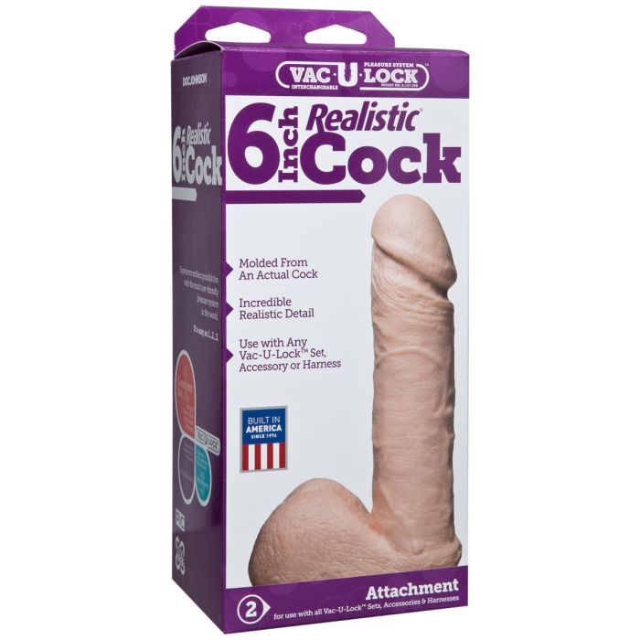 Doc Johnson Realistic Cock Vac-U-Lock White 6 inches