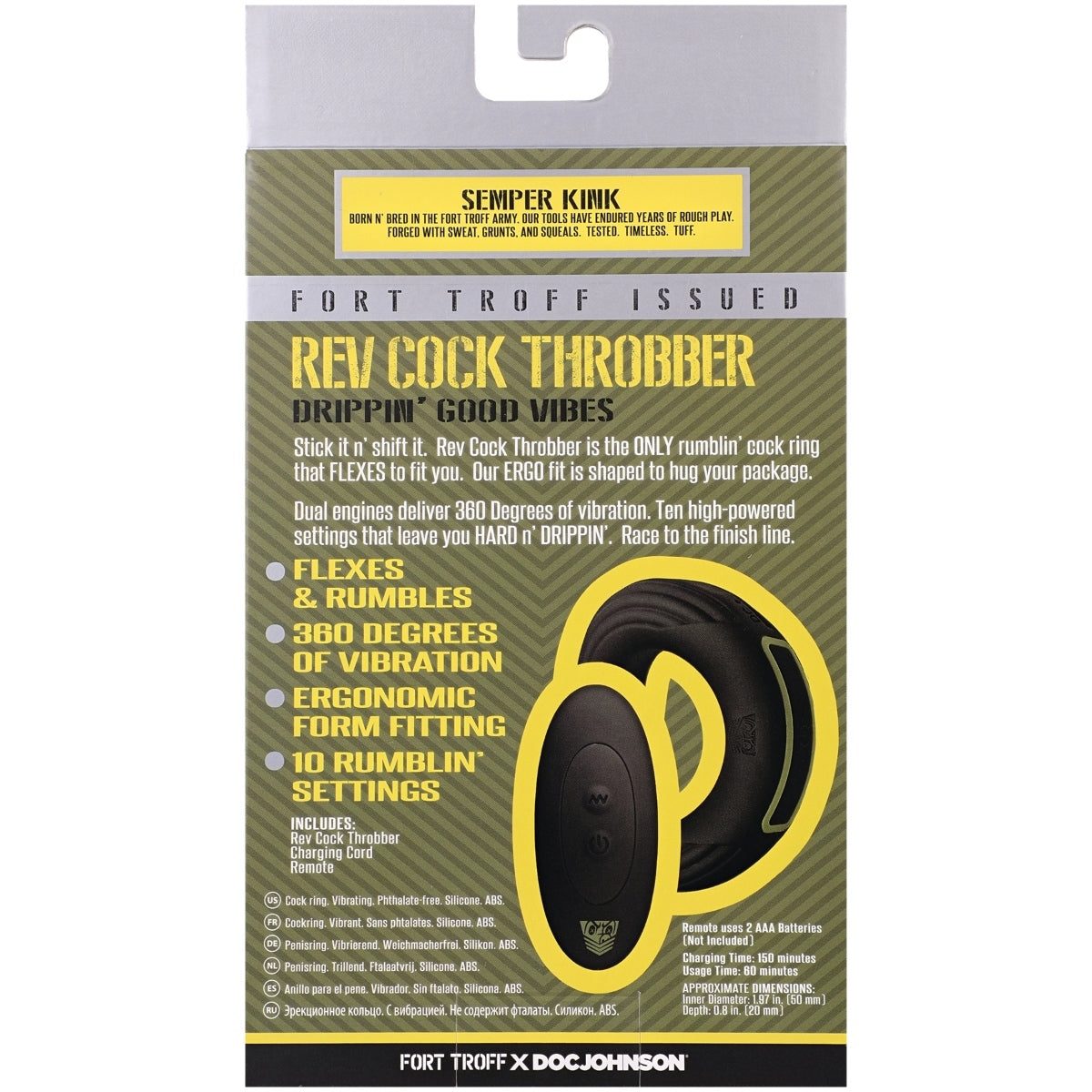 Fort Troff Rev Cock Throbber Vibrating Cock Ring 50mm Black