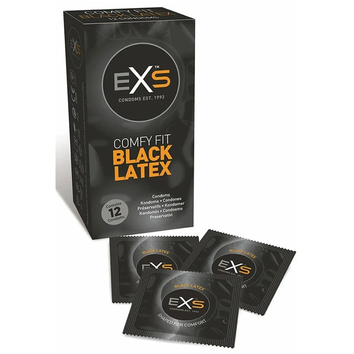 EXS Black Latex Condoms 12 Pack - Simply Pleasure