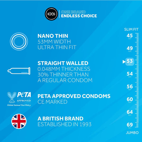 EXS Nano Thin Vegan Condoms 3 Pack