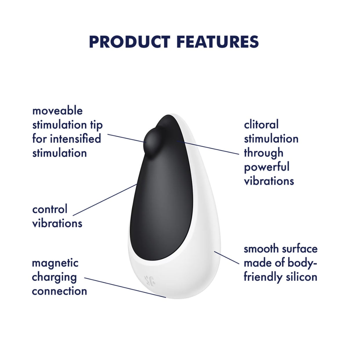 Satisfyer Spot On 3 Lay On Vibrator Black White