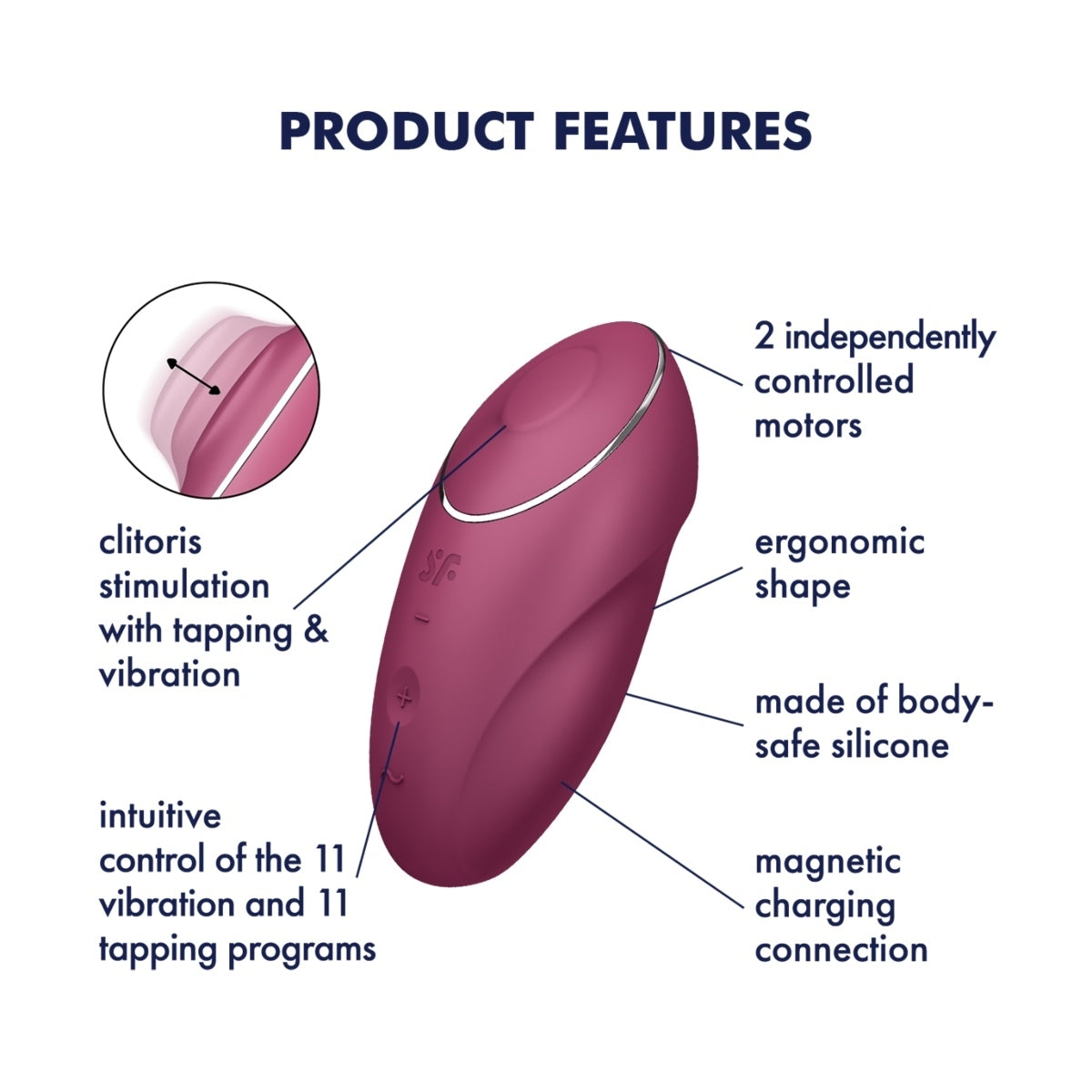 Satisfyer Tap & Climax 1 Lay On Vibrator Red