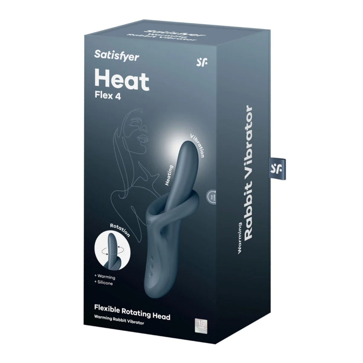 Satisfyer Heat Flex 4 Rotating Head Warming Rabbit Vibrator Grey