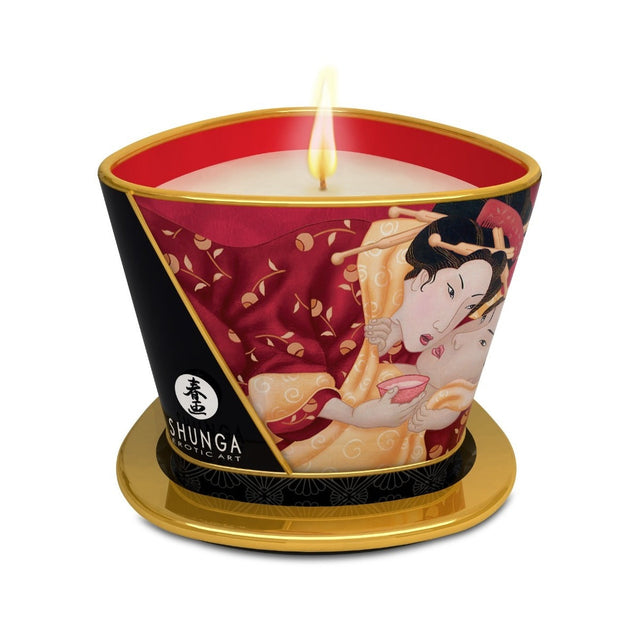 Shunga Candlelight Massage Candle Romance Strawberry Sparkling Wine 170ml