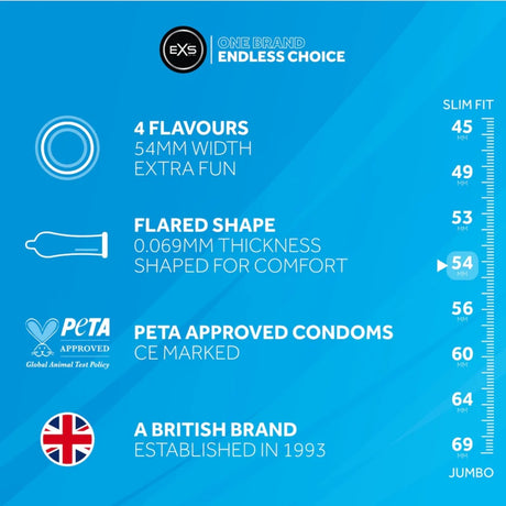 EXS Mixed Flavoured Vegan Condoms 48 Pack