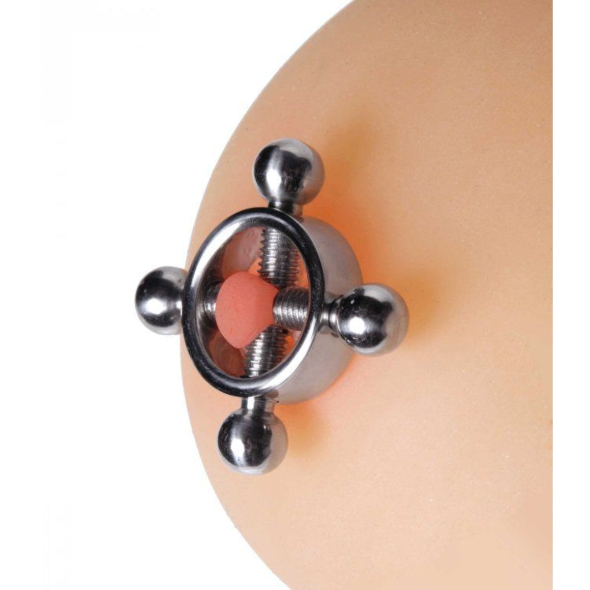 Master Series Rings Of Fire Stainless Steel Nipple Press Set Silver