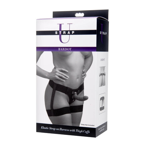 Strap U Bardot Elastic Strap-On Harness With Thigh Cuffs Black