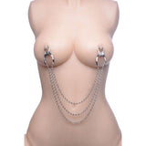 Master Series Affix Triple Chain Nipple Clamps Silver
