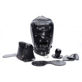 Master Series Muzzled Universal BDSM Hood With Removable Muzzle Black