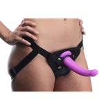 Strap U Navigator Silicone G-Spot Dildo With Harness Black Purple