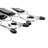 Master Series Spread Labia Spreader Straps With Clamps Black Silver