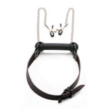 Strict Silicone Bit Gag & Nipple Clamps Black Silver