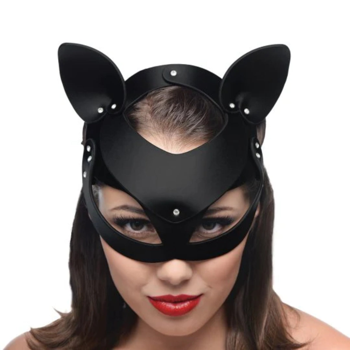 Master Series Bad Kitten Leather Cat Mask Black