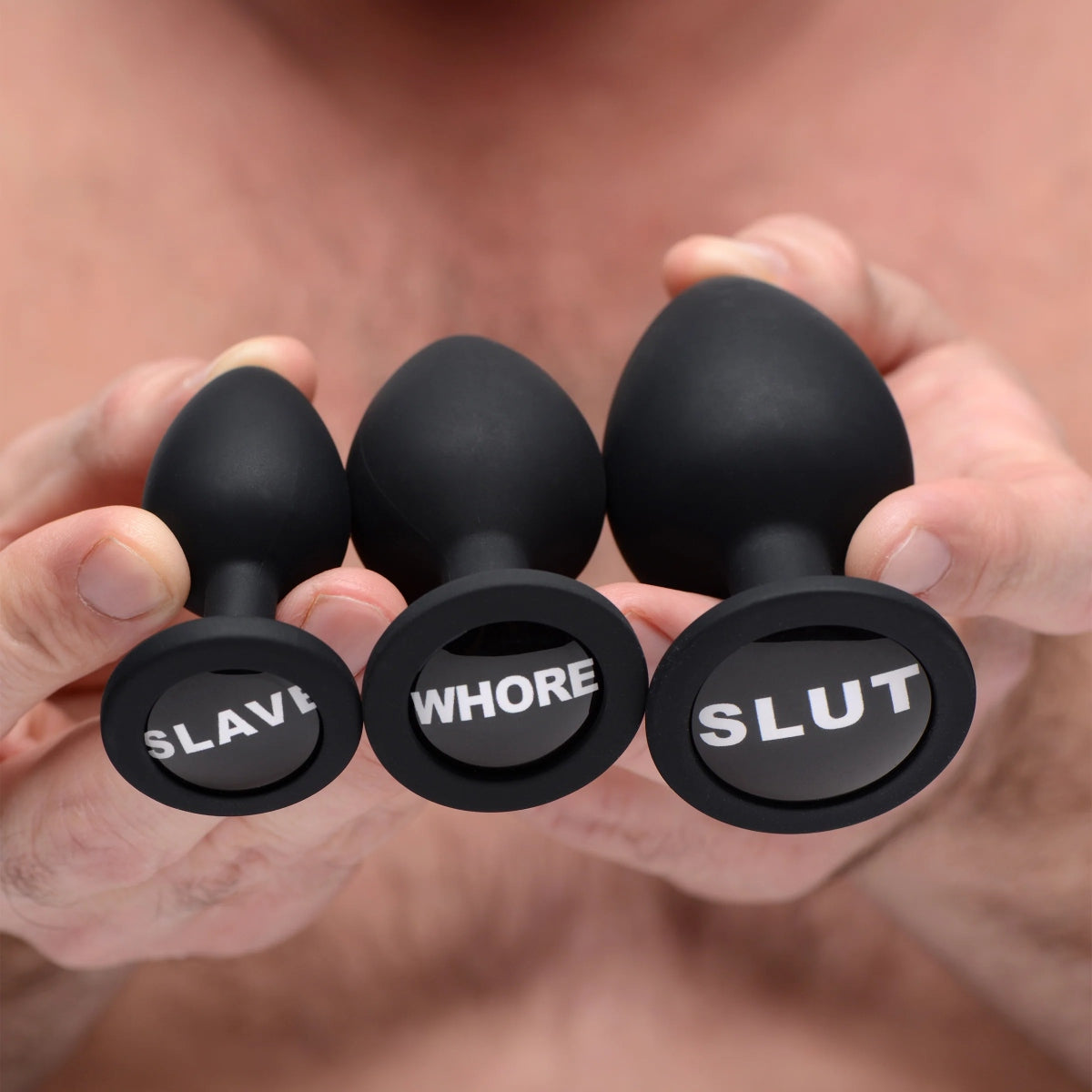 Master Series Dirty Words Butt Plug Set Black