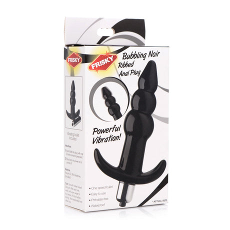 Frisky Bubbling Noir Ribbed Butt Plug Black