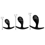 Master Series Dark Droplets 3 Piece Curved Silicone Anal Trainer Butt Plug Set Black