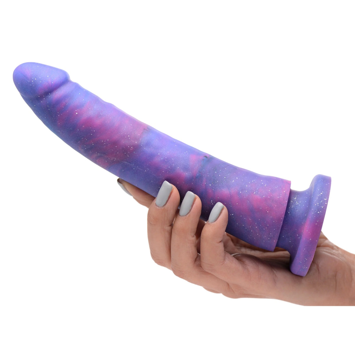 Strap U Magic Stick Glitter Silicone Dildo Purple Pink 8.2 Inch