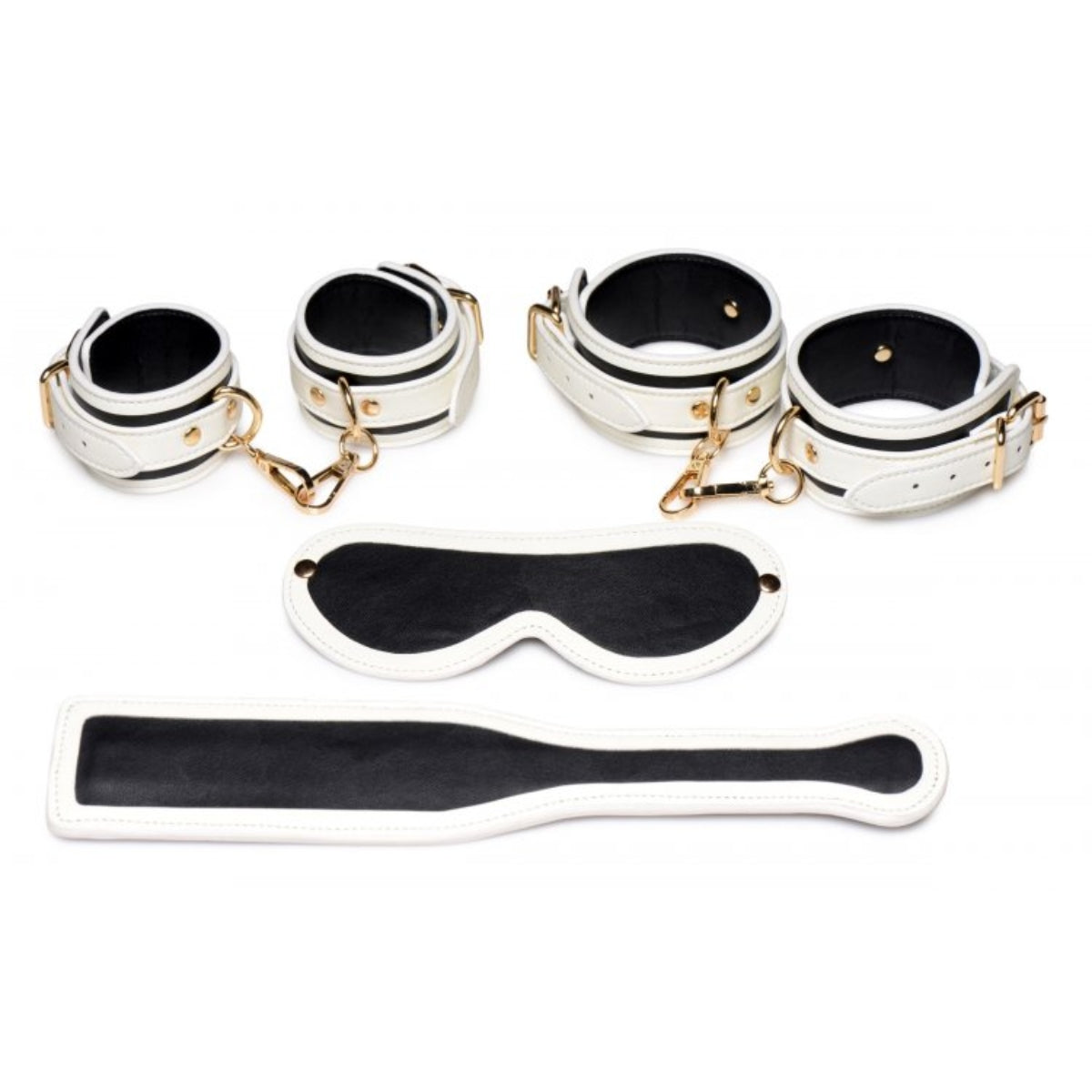 Master Series Kink In The Dark Glowing Cuffs Blindfold & Paddle Bondage Set