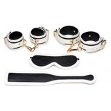 Master Series Kink In The Dark Glowing Cuffs Blindfold & Paddle Bondage Set