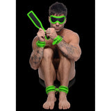 Master Series Kink In The Dark Glowing Cuffs Blindfold & Paddle Bondage Set