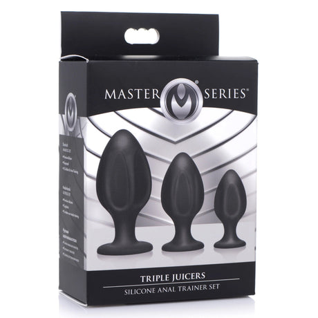 Master Series Triple Juicers Silicone Anal Trainer Butt Plug Set Black
