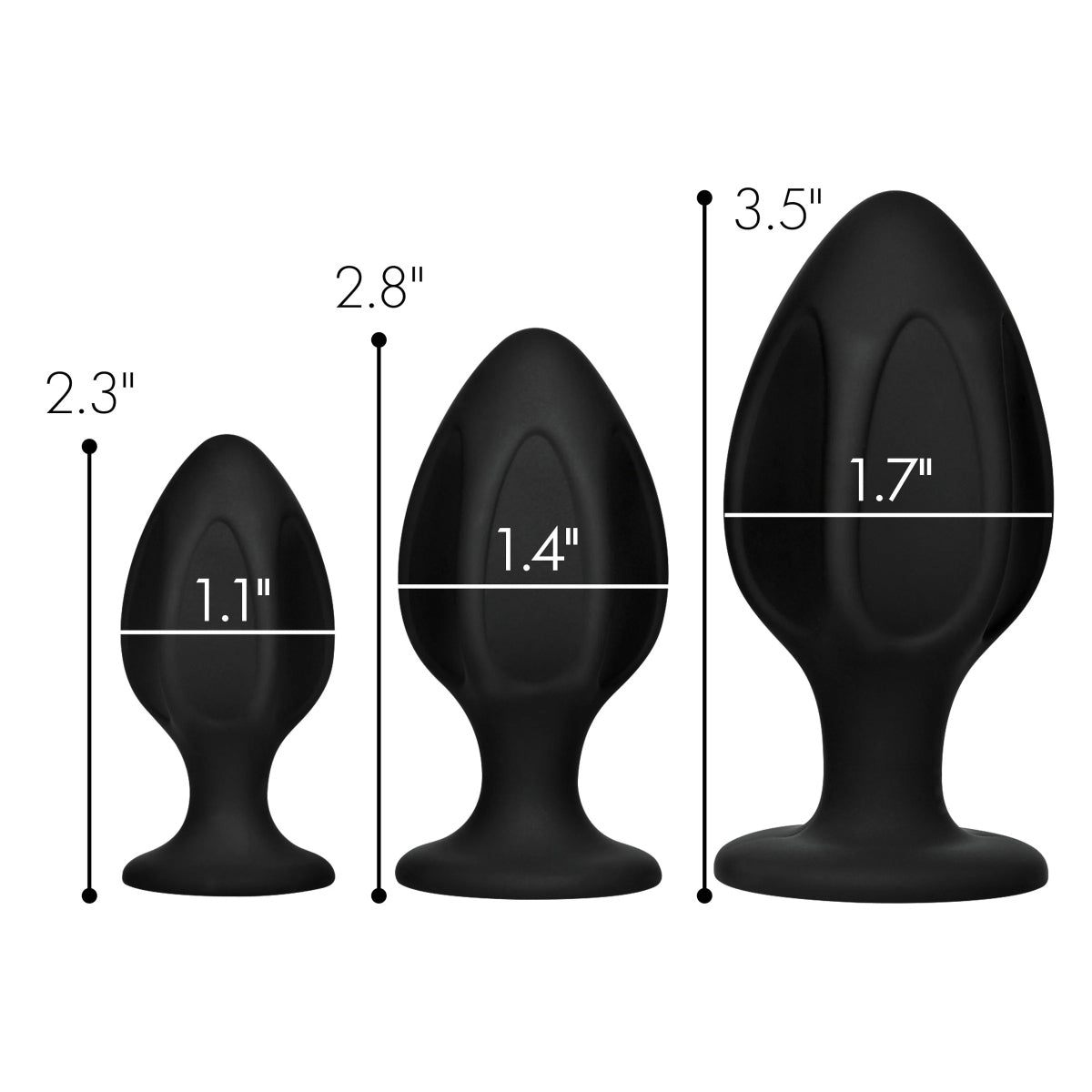 Master Series Triple Juicers Silicone Anal Trainer Butt Plug Set Black