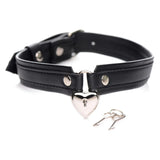 Strict Locking Heart Collar Black Silver