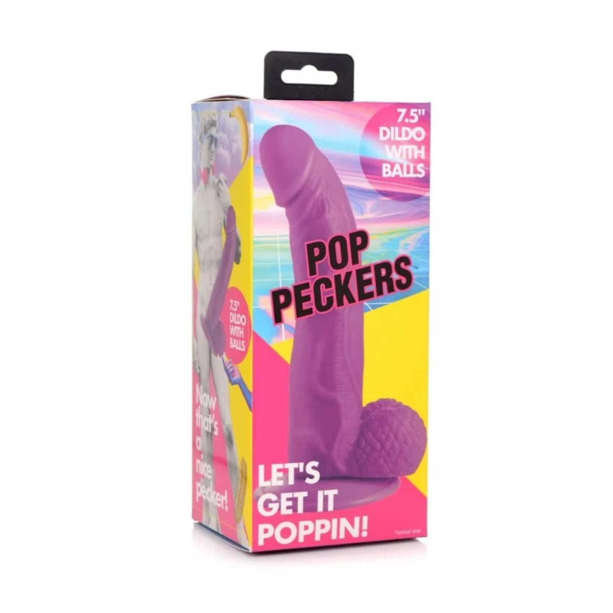 Pop Peckers Dildo With Balls Purple 7.5 Inch