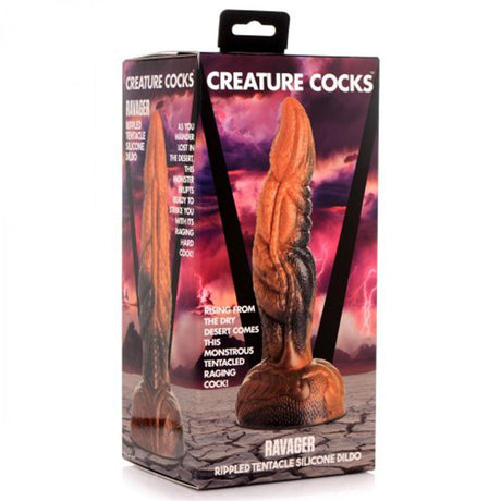 Creature Cocks Ravager Rippled Tentacle Silicone Dildo Rust Orange - Simply Pleasure