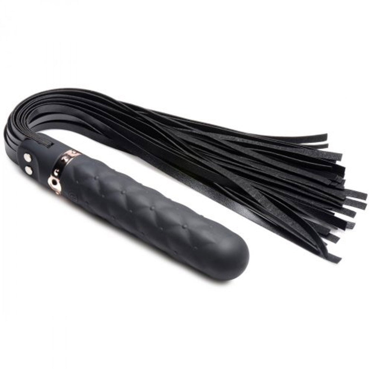 Master Series Vibra Lasher 9X Vibrating Silicone Flogger With Dildo Handle Black