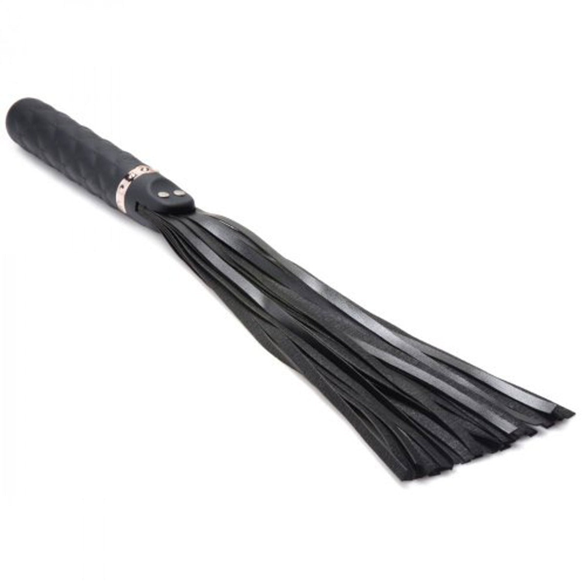 Master Series Vibra Lasher 9X Vibrating Silicone Flogger With Dildo Handle Black