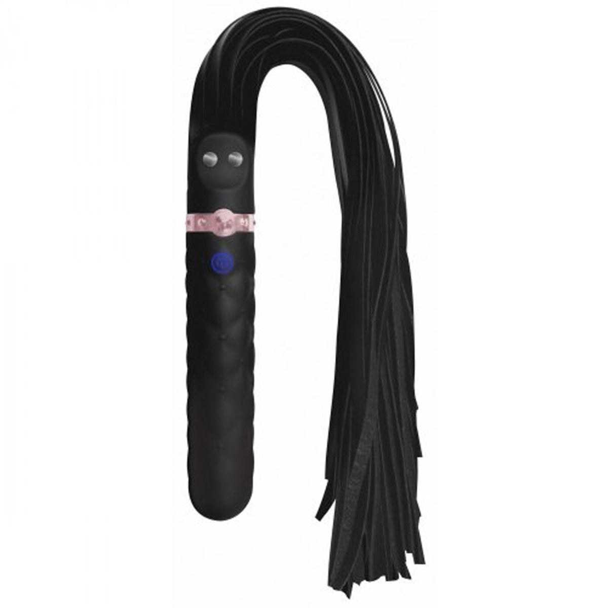 Master Series Vibra Lasher 9X Vibrating Silicone Flogger With Dildo Handle Black