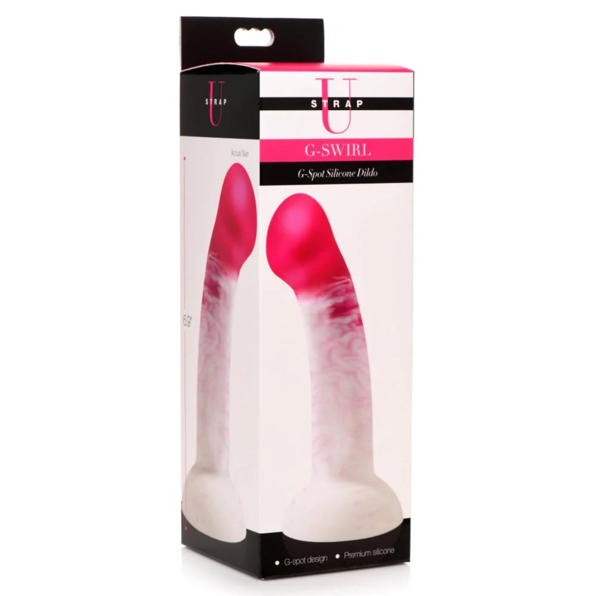 Strap U G-Swirl G-Spot Silicone Dildo Pink White