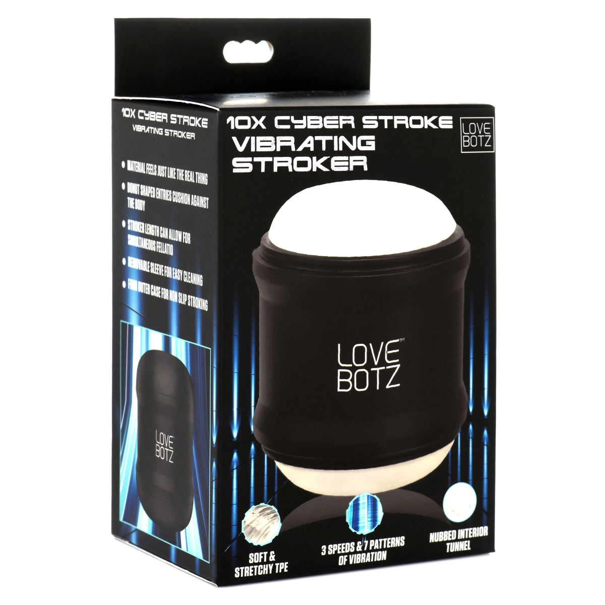 LoveBotz 10X Cyber Stroke Vibrating Stroker Black Clear