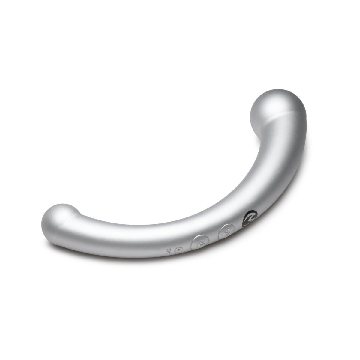 Master Series 10X Vibra Crescent Silicone Dual Ended Vibrating Dildo Silver 8 Inch - Simply Pleasure