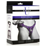 Strap U Bodice Deluxe Leather Corset Harness Purple