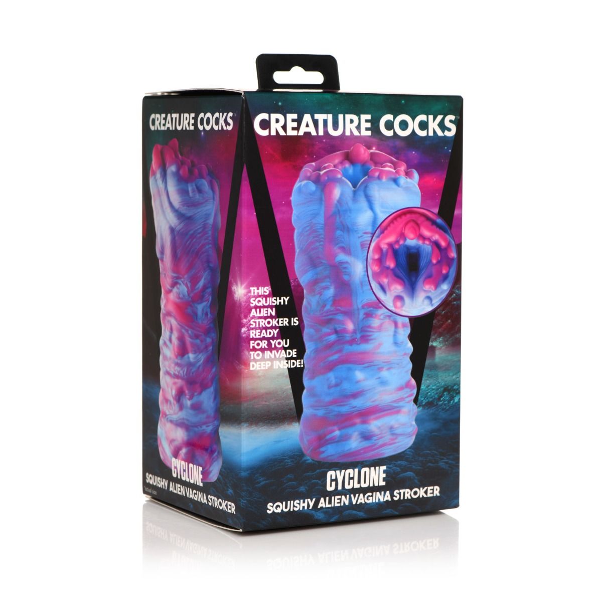 Creature Cocks Cyclone Squishy Silicone Alien Vagina Masturbator Blue Pink Purple - Simply Pleasure