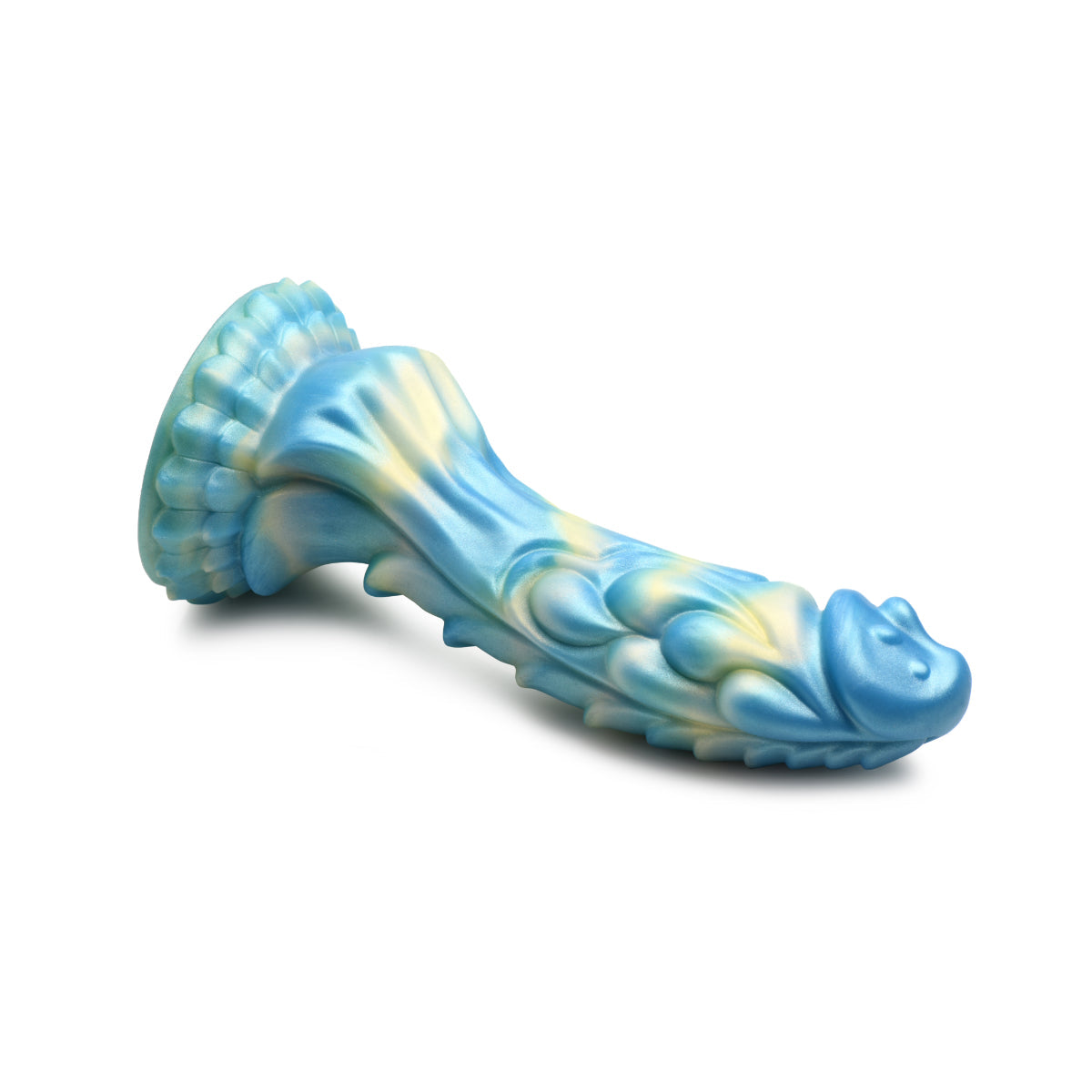 Creature Cocks Sea Stallion Vibrating Remote Control Silicone Dildo Blue Yellow