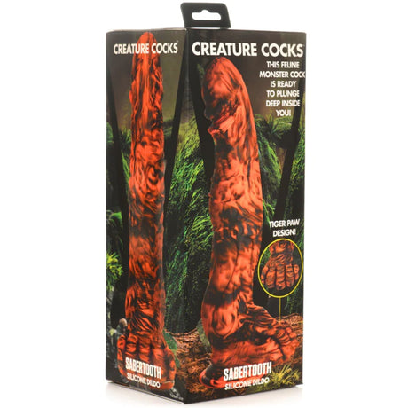 Creature Cocks Sabertooth Silicone Dildo Orange Black - Simply Pleasure