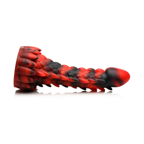 Creature Cocks Demon Rising Scaly Dragon Silicone Dildo Red Black - Simply Pleasure