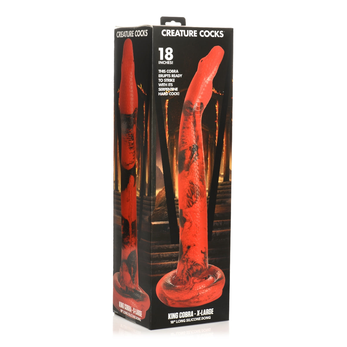 Creature Cocks King Cobra Silicone Dong Red Black - Simply Pleasure