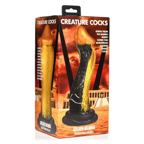 Creature Cocks Golden Mamba Silicone Dildo Gold Black - Simply Pleasure