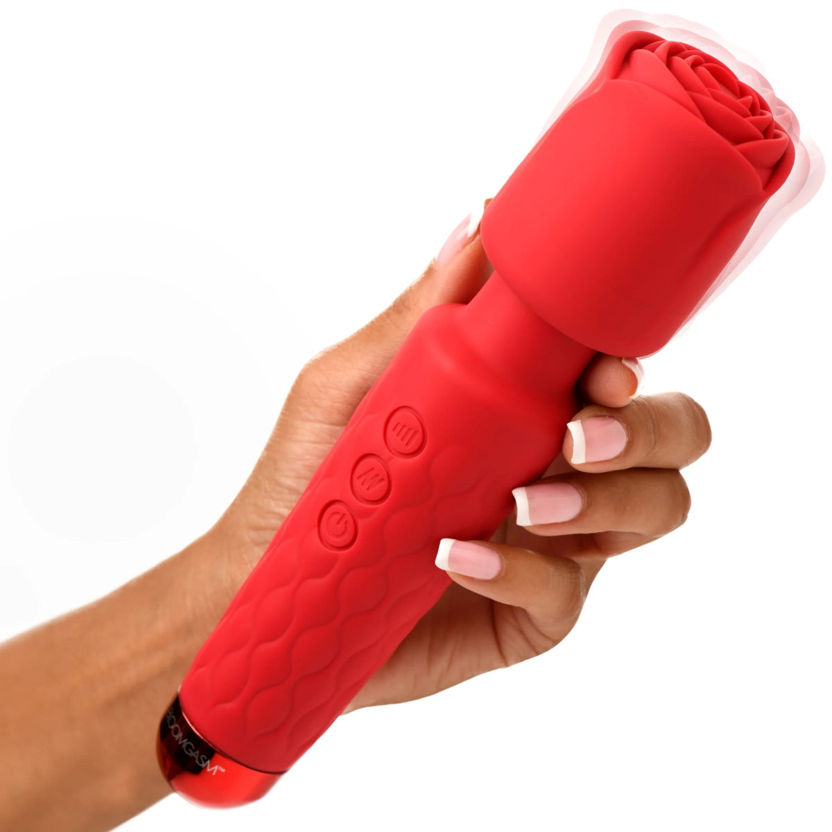 Bloomgasm Pleasure Rose 10X Silicone Wand With Rose Attachment Red