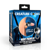 Creature Cocks Night Prowler Silicone Penis Sleeve & Ball Stretcher Silver Black Medium