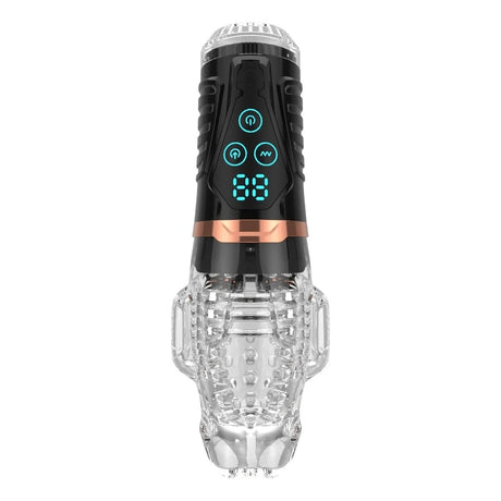 Amovibe Alpha Sucking & Vibrating Male Masturbator Black Clear